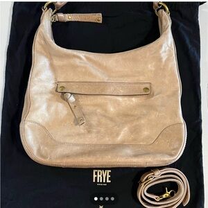 Frye Beige Leather Hobo Bag